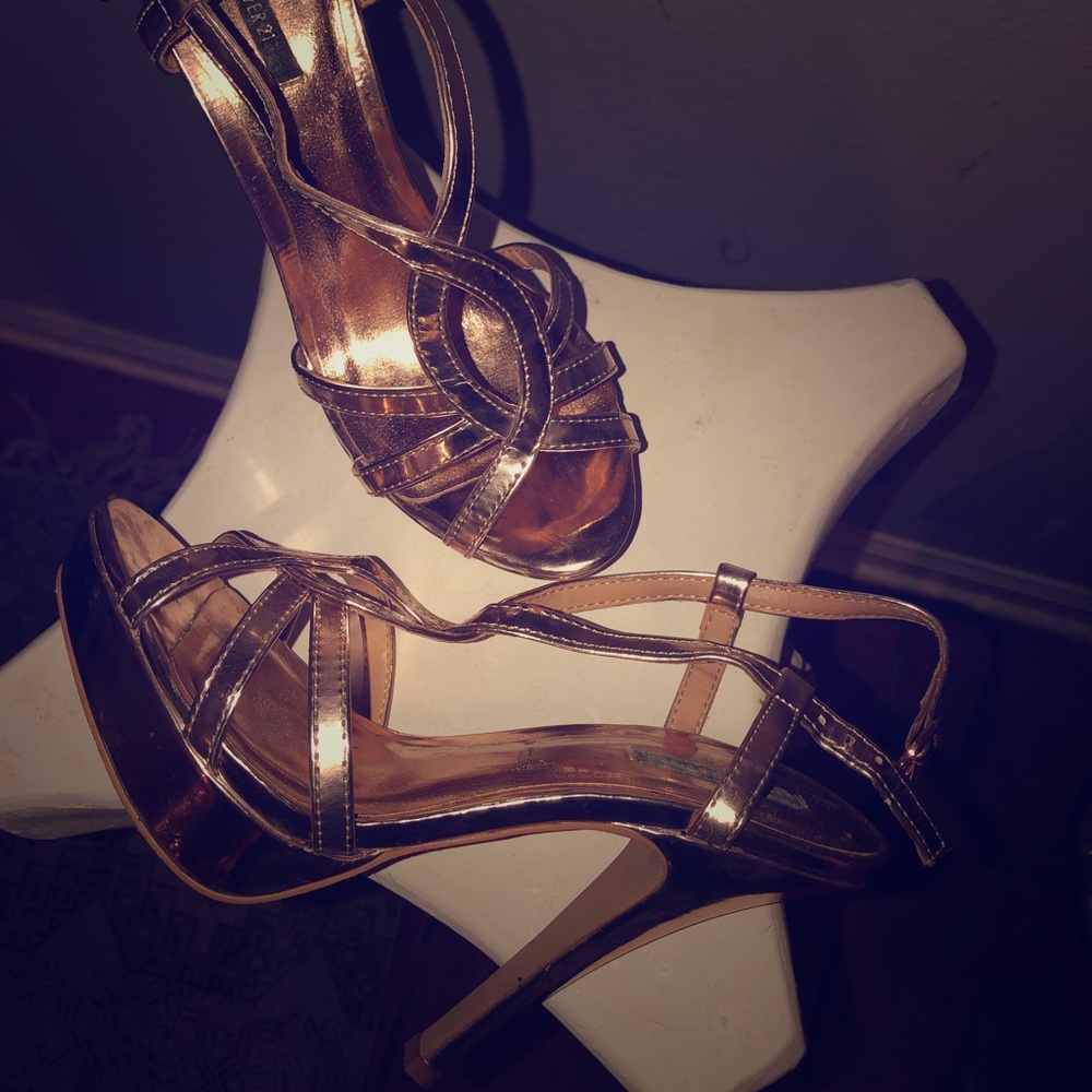 F21 rose gold heels